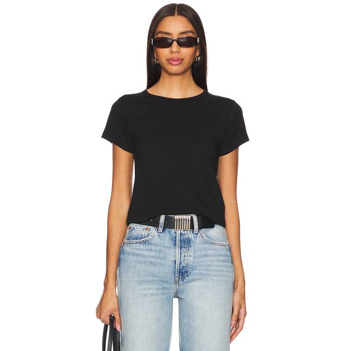 Eterne 【 Short Sleeve Baby Tee Women Black 】 Sleeve 捩り プルオーバー レディース 黒いこと 黒いこと
