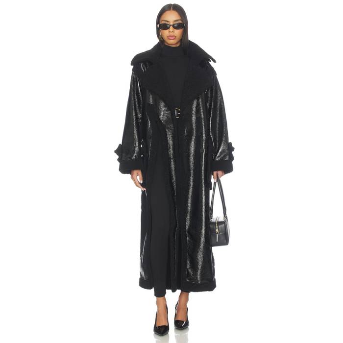 Ottolinger 【 Shearling Oversized Split Coat Women Shiny Black 】 レディース 黒いこと 黒いこと