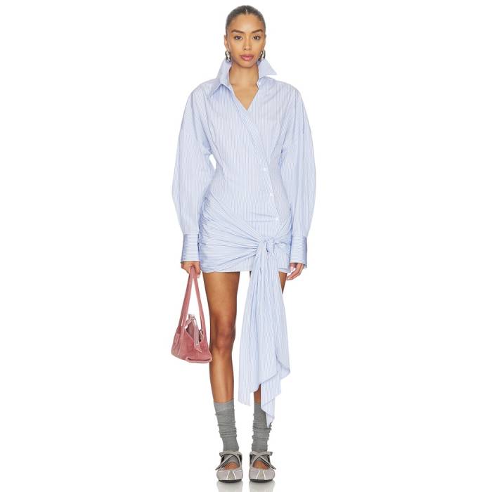 ジ・アティコ The Attico 【 Tie Shirt Mini Dress Women Light Blue \u0026Amp; White 】 タイ お召しもの レディース 青み 青色 白いこと 白いこと