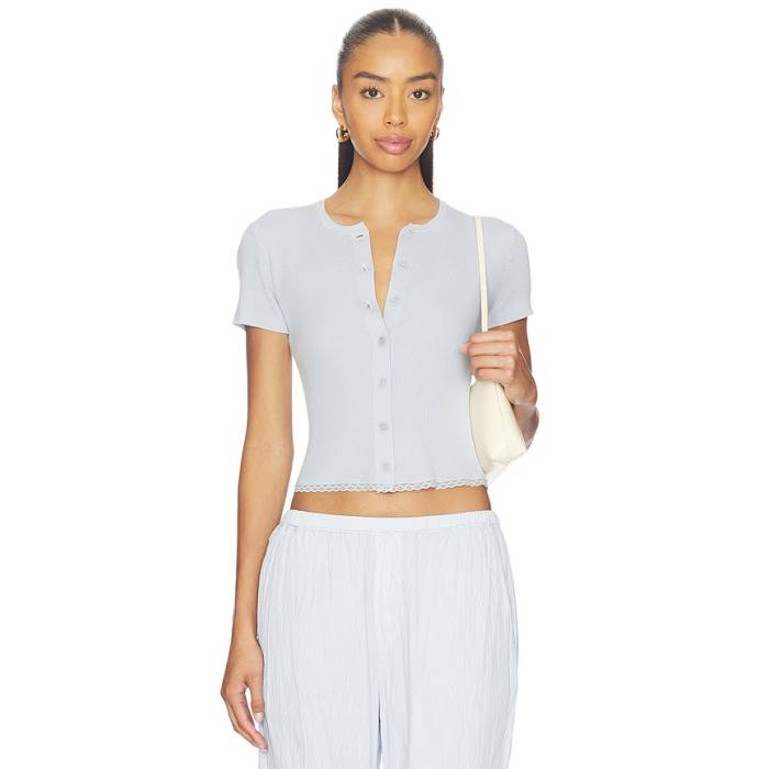 Sablyn 【 Adelaide Slim Short Sleeve Cardigan With Lace Women Whisper 】 slim か細い Sleeve 衣袂 ジレー レディース
