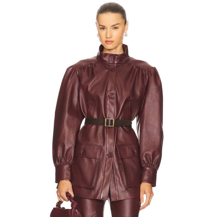 バルドット Bardot 【 Clements Faux Leather Jacket Women Burgundy 】 レザー Jacket ジャケット レディース ワイン色・バーガンディー｜スニケス
