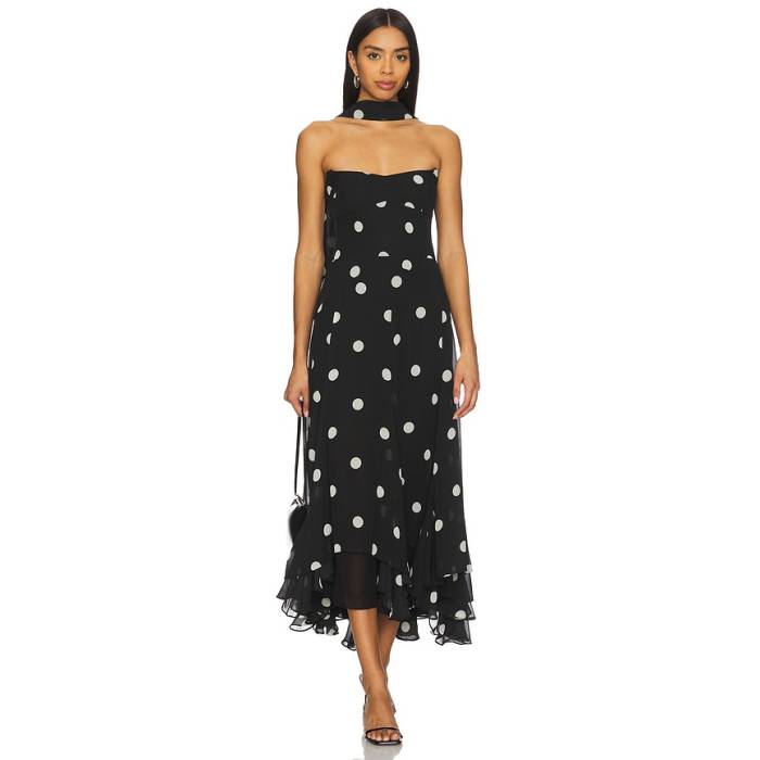 アマンダアプリチャード Amanda Uprichard 【 Monterey Dress With Scarf Women Black \u0026Amp; Ivory 】 お召しもの えり巻き レディース 黒いこと 黒いこと 象牙色