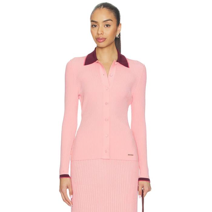 ジマーマン Zimmermann 【 Contrast Rib Cardigan Women Soft Pink Multi 】 ジレー レディース pink さくら色
