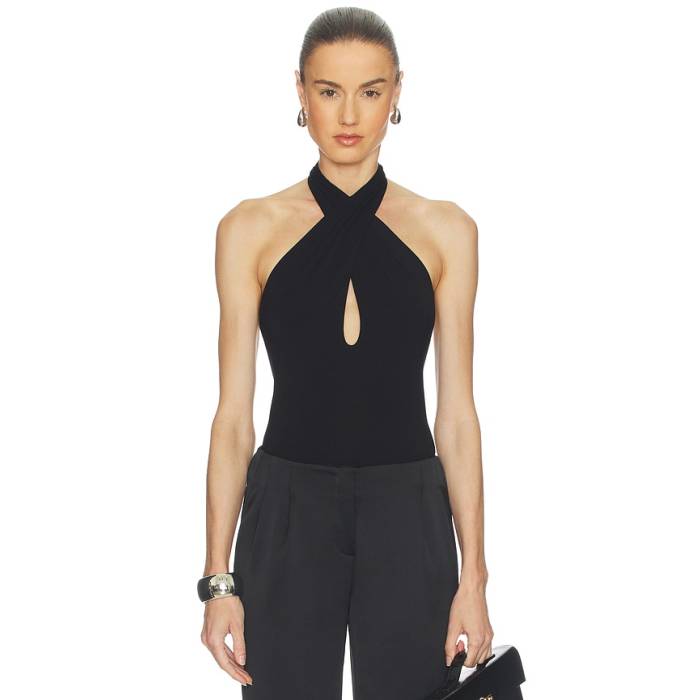 Sans Faff 【 Cross Bamboo Bodysuit Women Black 】 上半身背広 レディース 黒いこと 黒いこと