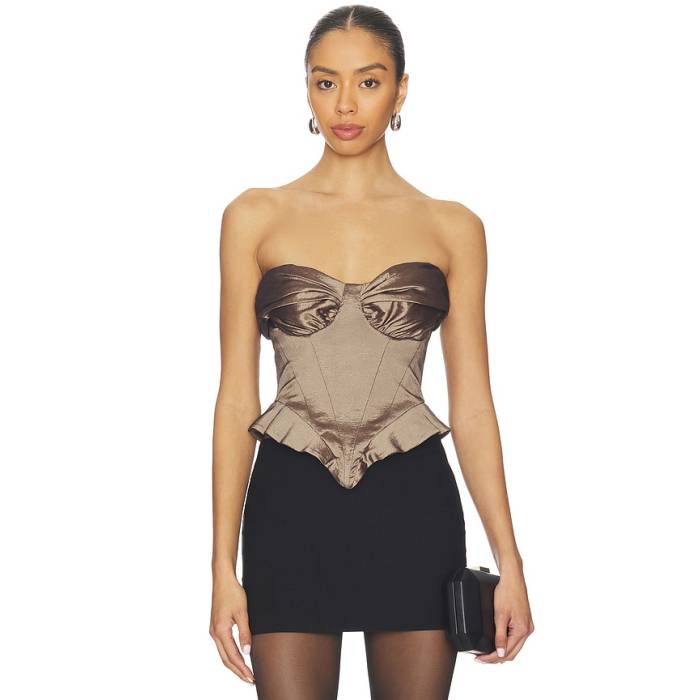 Camila Coelho 【 Amaranta Top Women Mocha 】 レディース