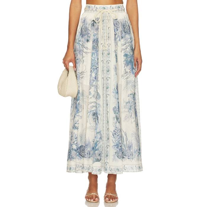 ジマーマン Zimmermann 【 Wanderlust A-Line Maxi Skirt Women Blue Toile 】 レディース 青み 青色