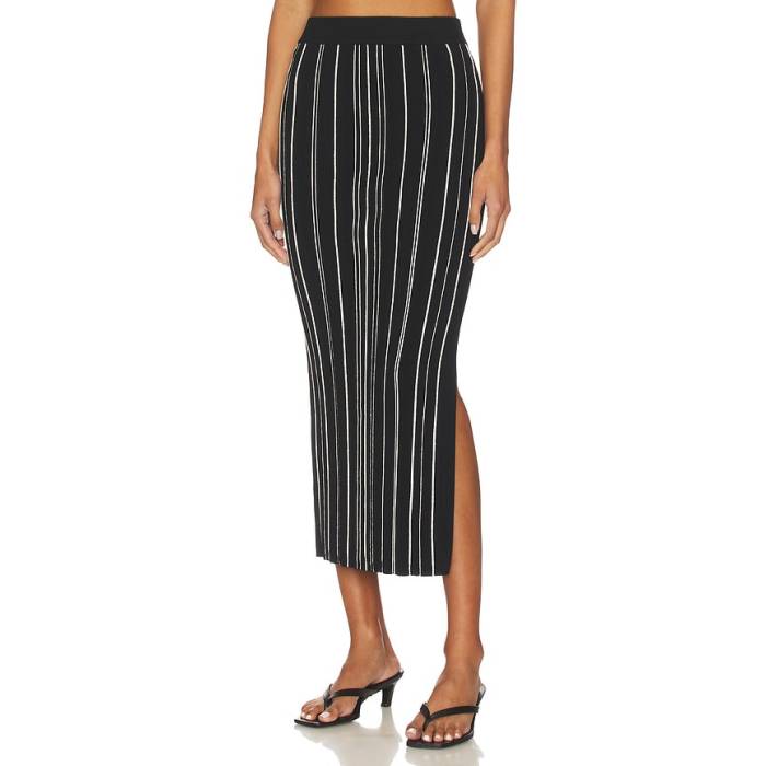 Hevron 【 Peony Skirt Women Black Ivory Stripe 】 レディース 黒色 ブラック アイボリー Stripe ストライプ|スニケス