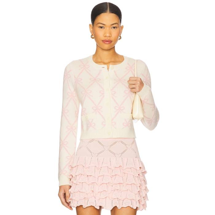 Loveshackfancy 【 Veronika Cardigan Women Milk Rose 】 ジレー レディース Rose さくら色