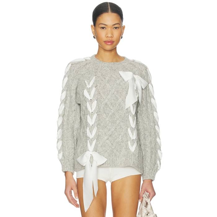Loveshackfancy 【 Kloss Pullover Women Grey Melange 】 レディース 薄墨色 薄墨色