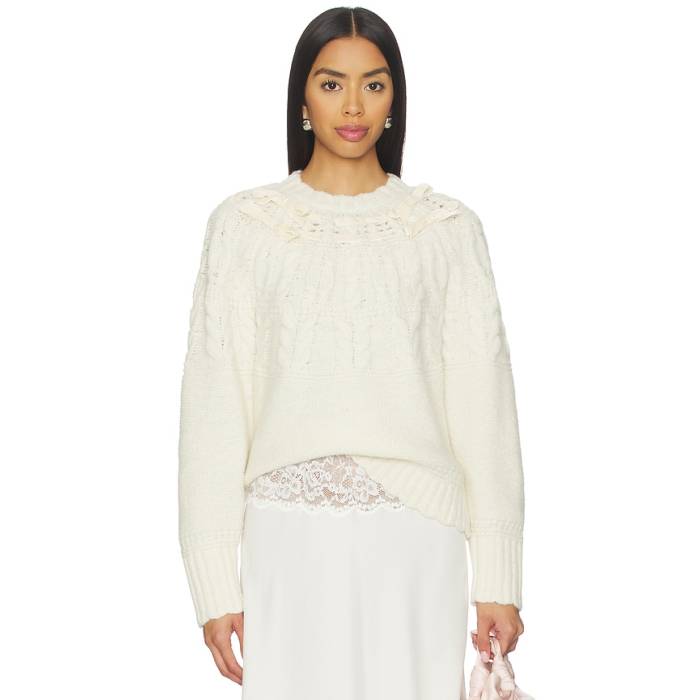 Loveshackfancy 【 Sloanna Pullover Sweater Women Ivory 】 調教師 レディース 象牙色
