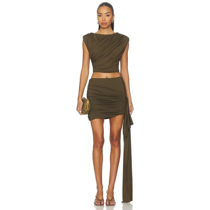 Superdown 【 Jhazala Skirt Set Women Dark Olive Green 】 レディース olive オリーブ green 緑・緑であること