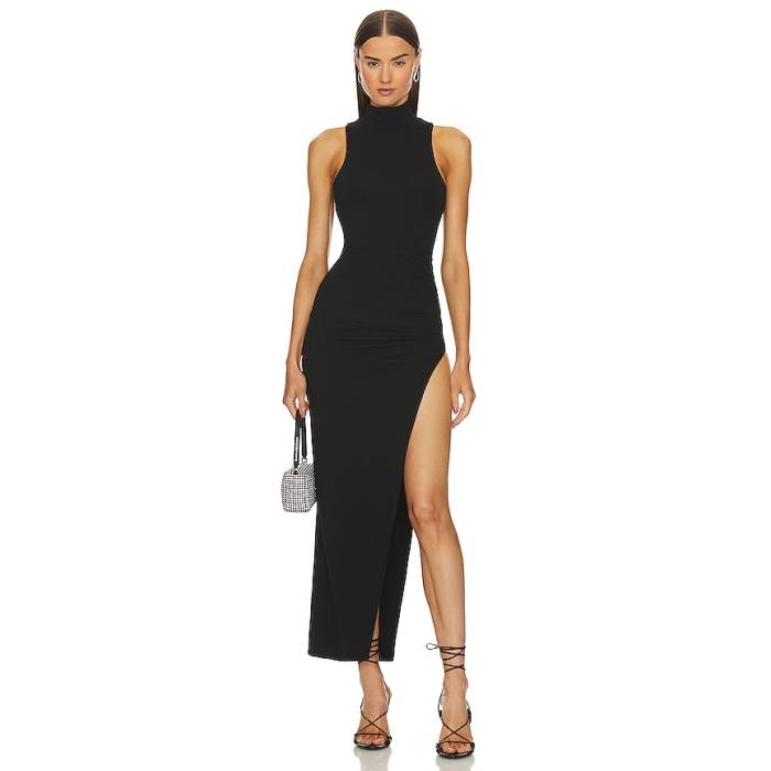 Superdown 【 Janet Slit Midi Dress Women Black 】 お召しもの レディース 黒いこと 黒いこと