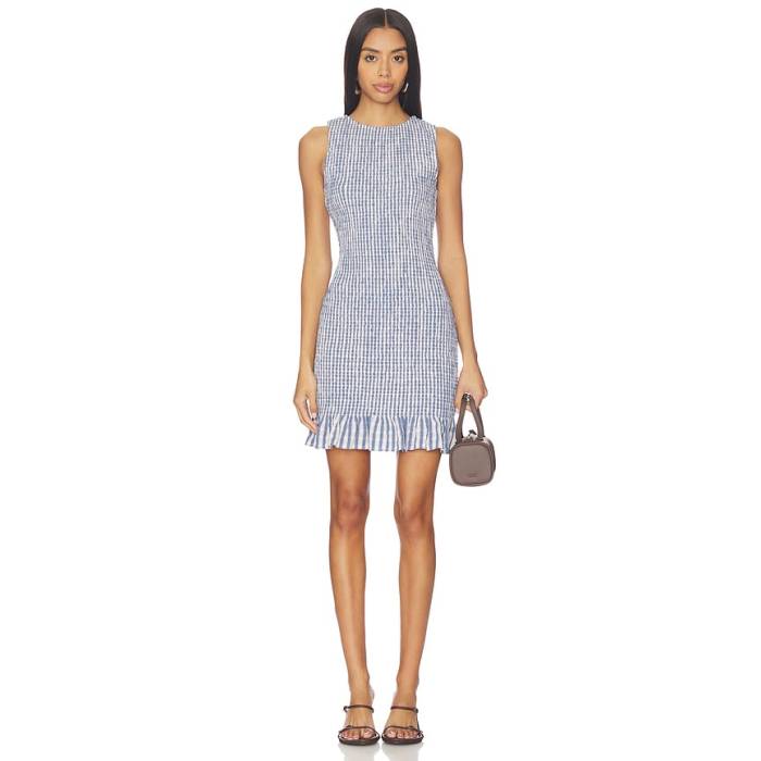 オニア Onia 【 Air Linen Smocked Boatneck Dress Women Multi 】 お召しもの レディース
