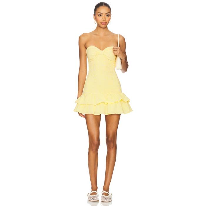 More To Come 【 Julian Mini Dress Women Yellow Gingham 】 お召しもの レディース yellow 黄味がかった・黄色