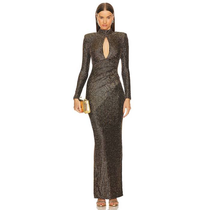Michael Costello 【 X Revolve Winnie Gown Women Black \u0026Amp; Gold 】 レディース 黒いこと 黒いこと ゴールド