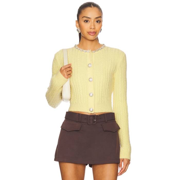 Self-Portrait 【 Alpaca Cardigan Women Yellow 】 ジレー レディース yellow 黄味がかった・黄色