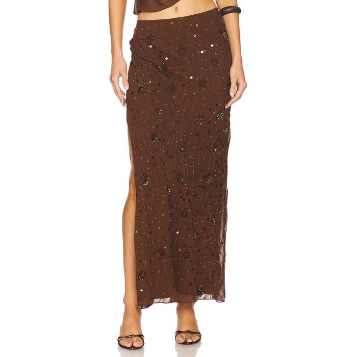 Mirror Palais 【 Beaded Low Rise Skirt Women Brown 】 ライズ レディース 赤銅色 赤銅色