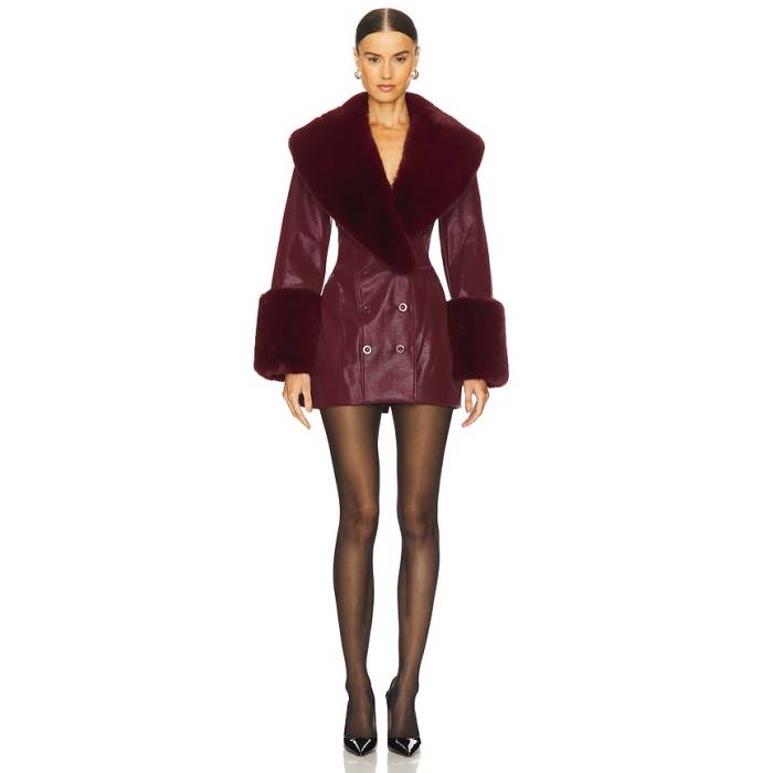 Loba 【 Julieta Faux Leather Coat Women Burgundy 】 レザー レディース ワイン色・バーガンディー|スニケス