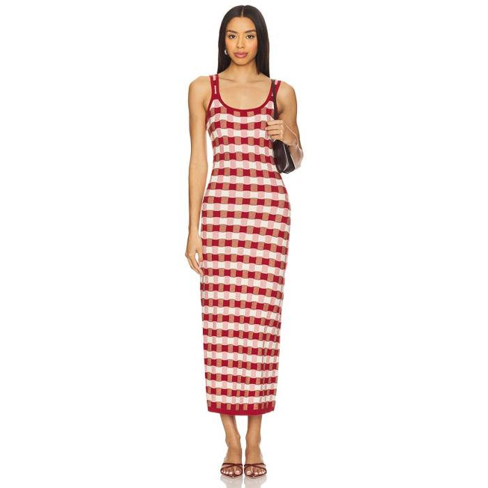 House Of Sunny 【 Picnic Hockney Dress Women Red Check 】 御召しもの レディース Red 赤・赤いこと