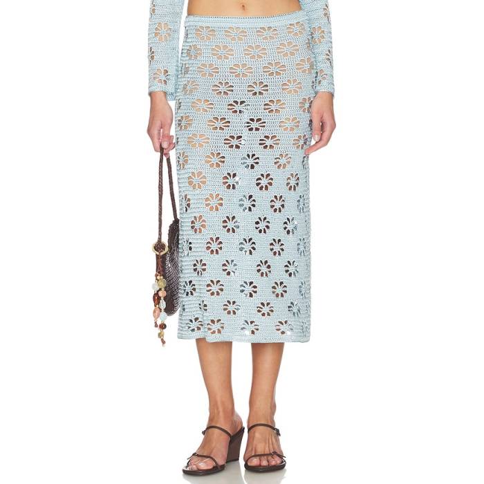 Calle Del Mar 【 Floral Crochet Skirt Women Tide 】 レディース
