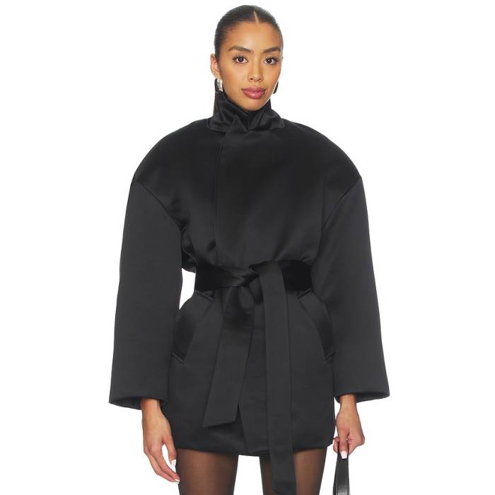 Atlein 【 Mini Belted Coat Women Black 】 レディース 黒いこと 黒いこと