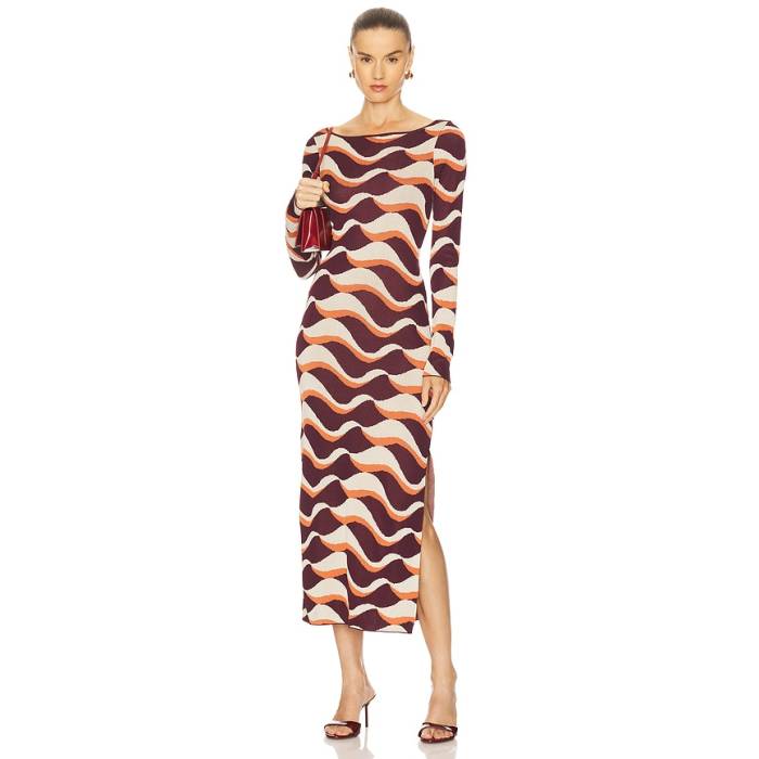 Misa Los Angeles 【 Cassie Dress Women Wavy Stripe 】 お召しもの レディース Stripe 縞模様