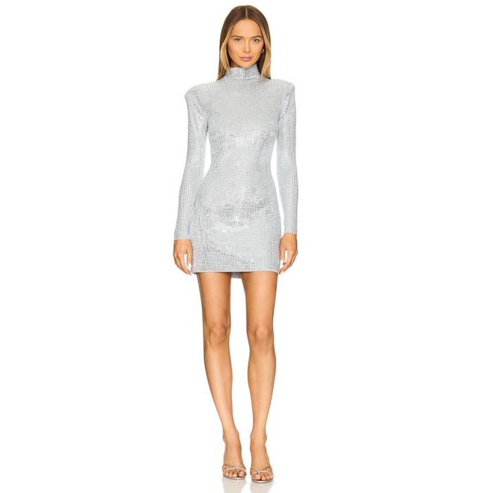 Retrofete 【 Aisling Embellished Dress Women Metallic Dove \u0026Amp; Silver 】 御召しもの レディース Silver しろがね色・しろがね色