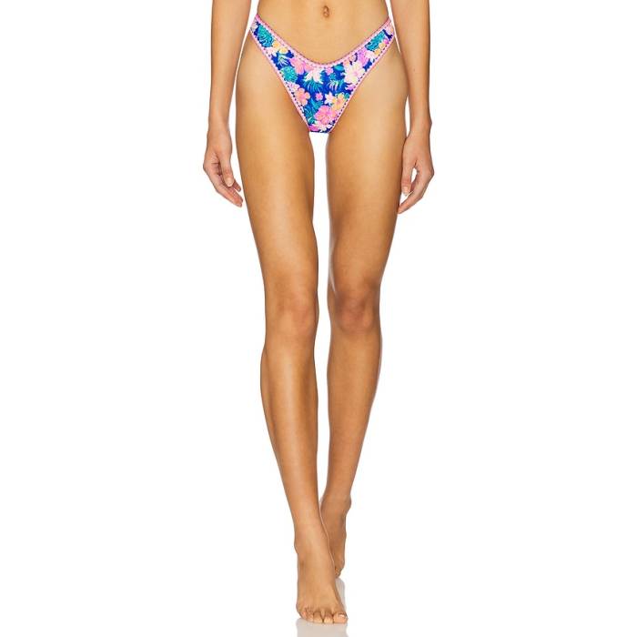 クラニ キニス Kulani Kinis 【 High Leg Thong Bikini Bottom Women Electric Palms 】 御機嫌 ズボン ボトムス レディース