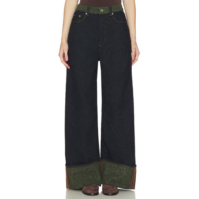 ガニー Ganni 【 Melange Twill Denim Baggy Jeans Fold-Up Women Phantom 】 デニム ジーンズ レディース｜スニケス