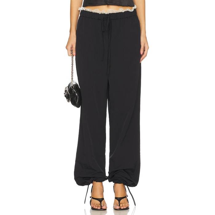 Tanner Fletcher 【 Kennedy Lace Trim Track Pant Women Black 】 貨物自動車 ズボン下 レディース 黒いこと 黒いこと ボトムス-パンツ