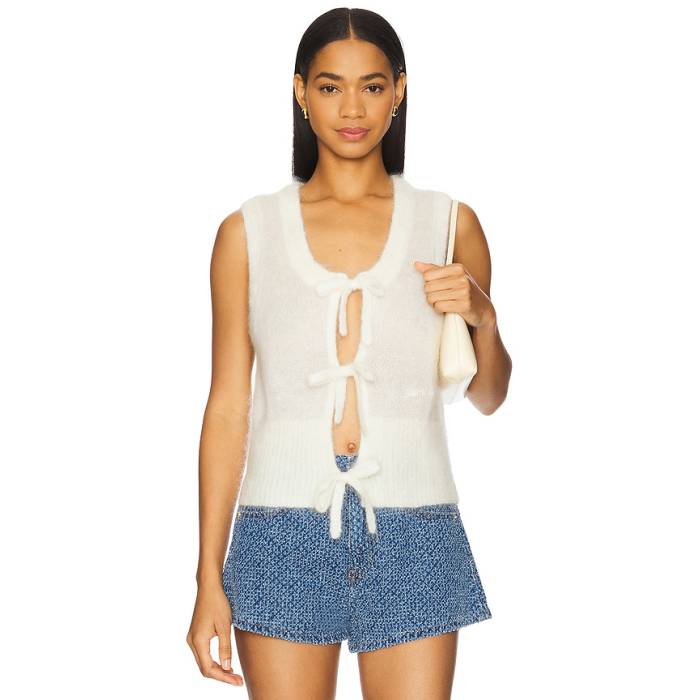 ガニー Ganni 【 Mohair Tie String Vest Women Egret 】 タイ 限りない レディース