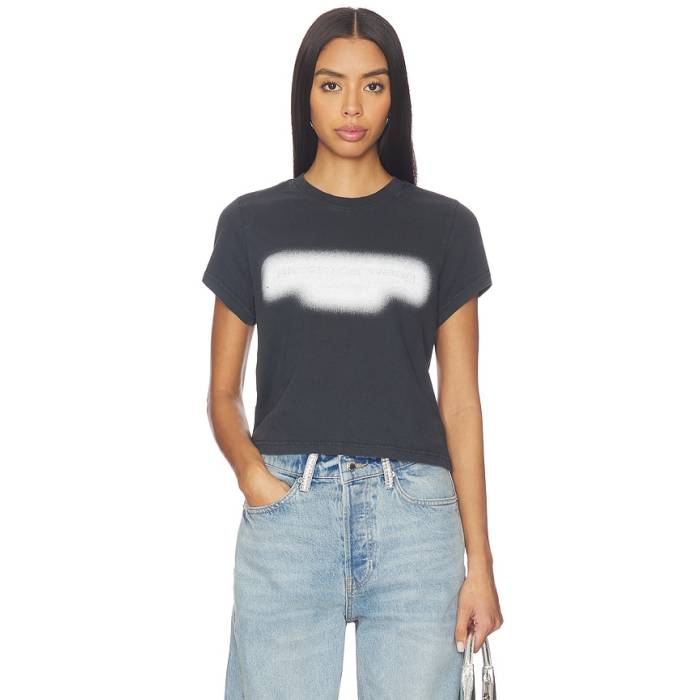 アレキサンダーワン Alexander Wang 【 Emboss Graphic Shrunken Tee Women Washed Black 】 グラフィック プルオーバー レディース 黒いこと 黒いこと