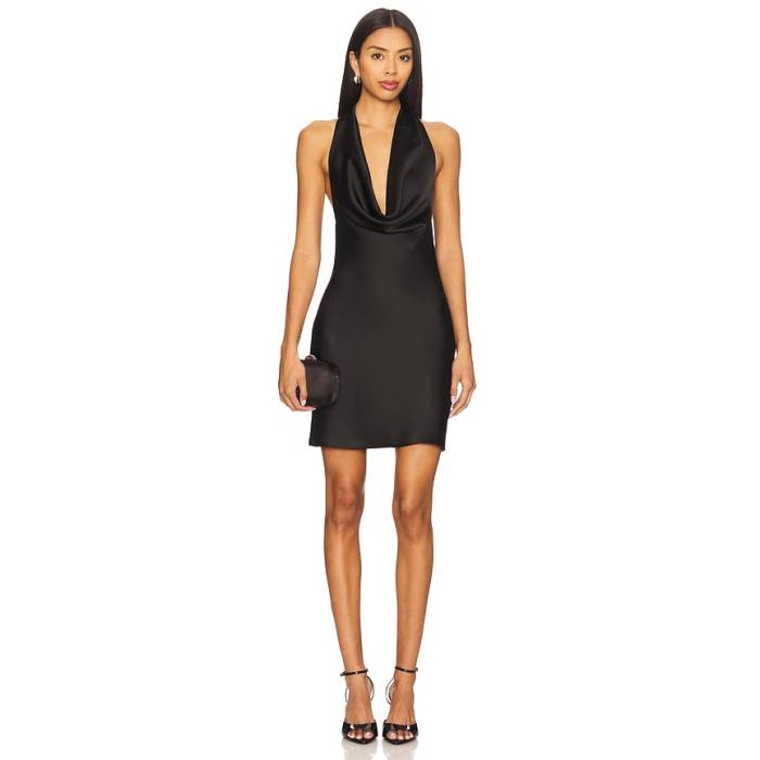 Norma Kamali 【 Halter Drape Mini Dress Women Black 】 お召しもの レディース 黒いこと 黒いこと