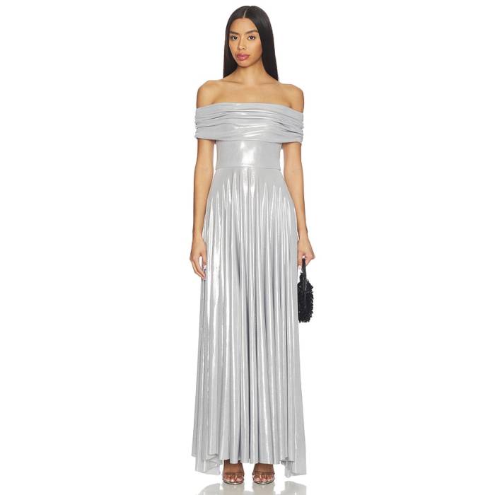 Norma Kamali 【 Sleeveless Cowl Neck Flared Gown Women Silver 】 Sleeveless ノン捩り レディース Silver しろがね色・しろがね色
