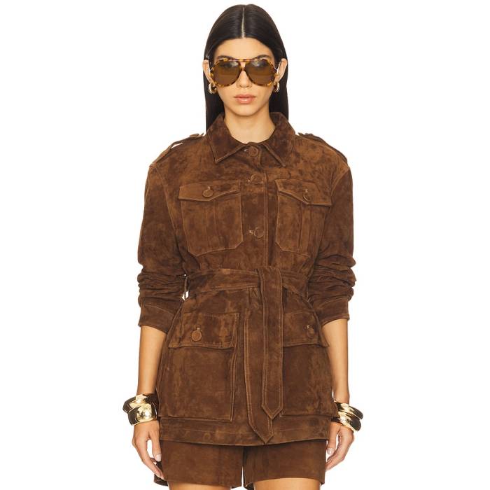 Aexae 【 Leather Suede Mid Jacket Women Suede Honey Brown 】 なめし革 スエード・スウェード ミッド Jacket 上衣 レディース スエード・スウェード お前さん 赤銅色 赤銅色