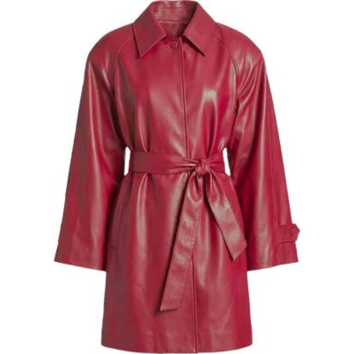 Aexae 【 Leather Padded Midi Coat Women Deep Red 】 なめし革 Padded パッド レディース ディープ Red 赤・赤いこと