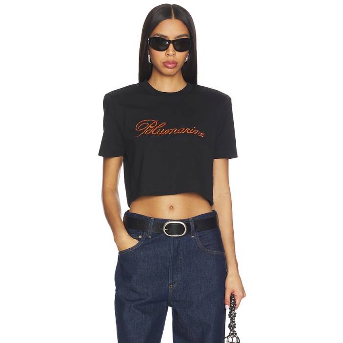 Blumarine 【 Logo T Shirt Women Black \u0026Amp; Flame Orange 】 ロゴタイプ レディース 黒いこと 黒いこと orange 橙・オレンジ色