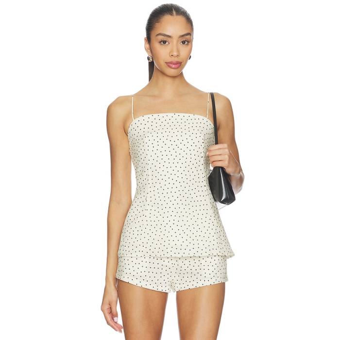 Aexae 【 X Revolve Linen Strap Top Women Polka Dot 】 同盟罷工一回り レディース