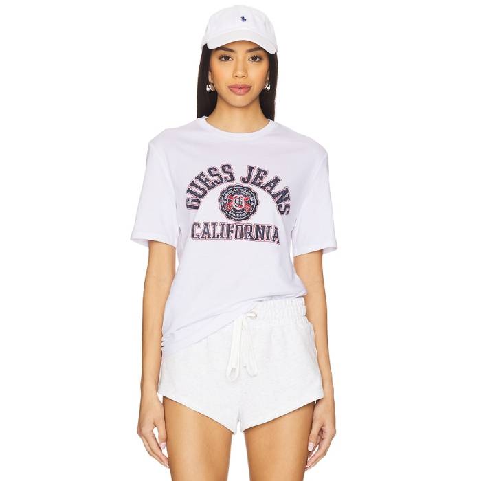 Guess Jeans 【 Short Sleeve Slim Printed Tee Unisex Pure White 】 Sleeve スリーブ slim スリム Tシャツ ユニセックス ピュア 白色 ホワイト|スニケス