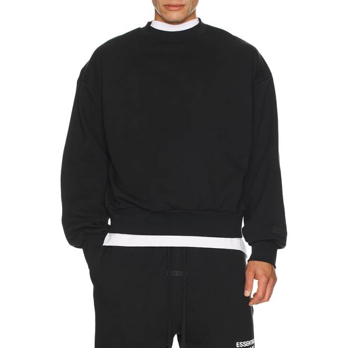 Fear Of God Essentials 【 Classic Fit Fleece Crew Neck Sweatshirt Men Jet Black 】 古典派音楽 フリース 労働者の一団 汗水 調教師 メンズ 黒いこと 黒いこと
