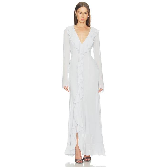 Camila Coelho 【 Lelia Maxi Dress Women Ice Blue 】 御召しもの レディース 青味 青み