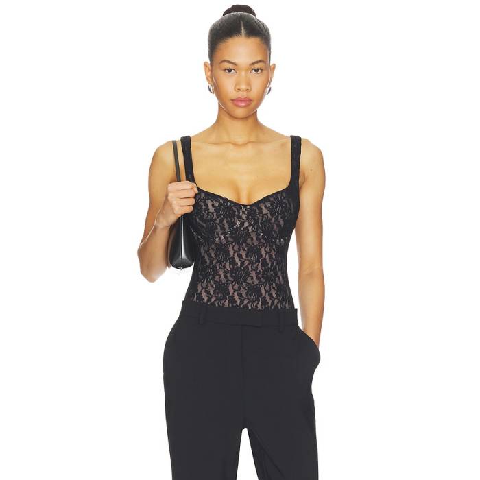 ハンキーパンキー Hanky Panky 【 Signature Lace Underwire Bodysuit Women Black 】 上半身背広 レディース 黒いこと 黒いこと