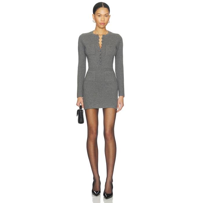 Self-Portrait 【 Grey Knit Mini Dress Women Grey 】 薄墨色 薄墨色 編み物 御召しもの レディース 薄墨色 薄墨色
