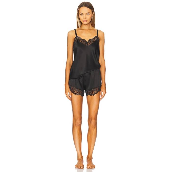 Flora Nikrooz 【 Gabby Charmeuse Cami \u0026 Tap Women Black 】 レディース 黒いこと 黒いこと