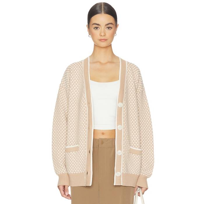 バーリー Varley 【 Tarran Stitch Knit Cardigan Women Light Taupe 】 編み物 ジレー レディース
