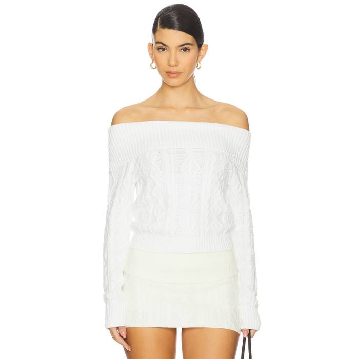 Frankies Bikinis 【 Saint Cable Knit Sweater Women Cloud White 】 ニット トレーナー レディース 白色 ホワイト｜スニケス