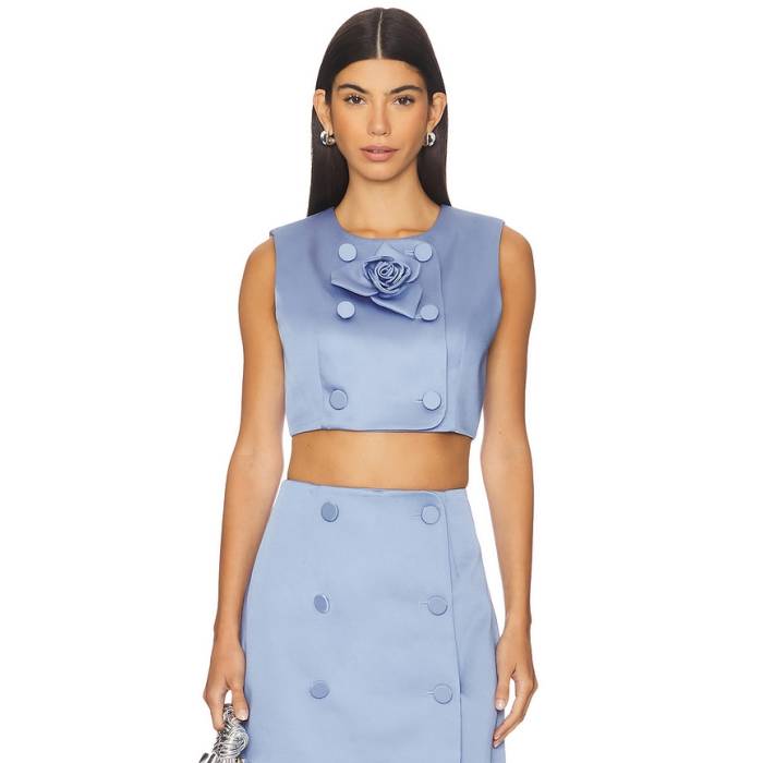 Aknvas 【 Edie Dutchess Satin Top Women Cornflower Blue 】 サテン レディース 青色 ブルー｜スニケス