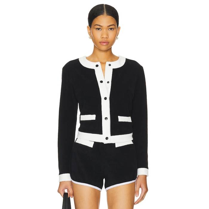Le Superbe 【 X Revolve French Terry Cardigan Women Black \u0026Amp; White 】 ジレー レディース 黒いこと 黒いこと 白いこと 白いこと
