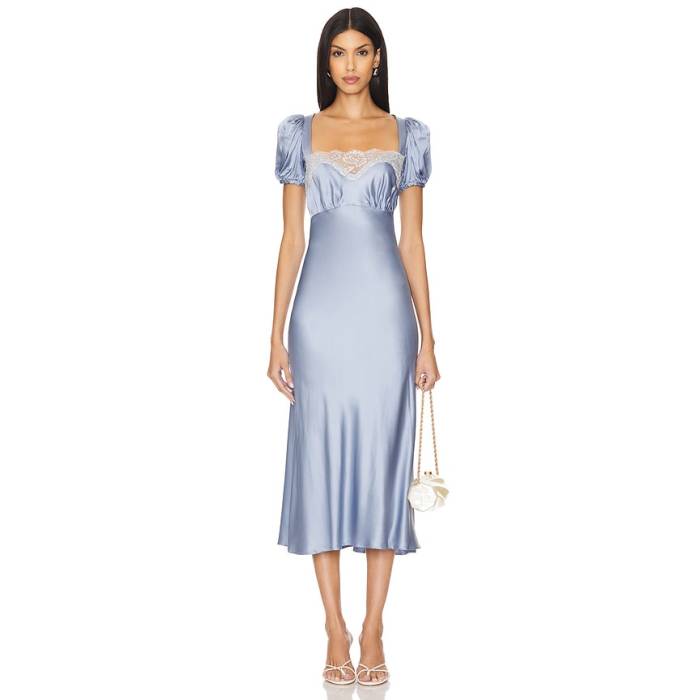 Lpa 【 Celeste Midi Dress Women Slate Blue \u0026Amp; Ivory 】 お召しもの レディース 青み 青色 象牙色