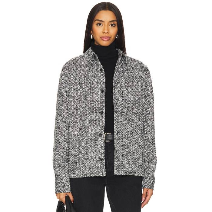 Wao 【 Boucle Tweed Shirt Jacket Unisex Black \u0026Amp; White 】 Jacket 上衣 ユニ一発やる 黒いこと 黒いこと 白いこと 白いこと